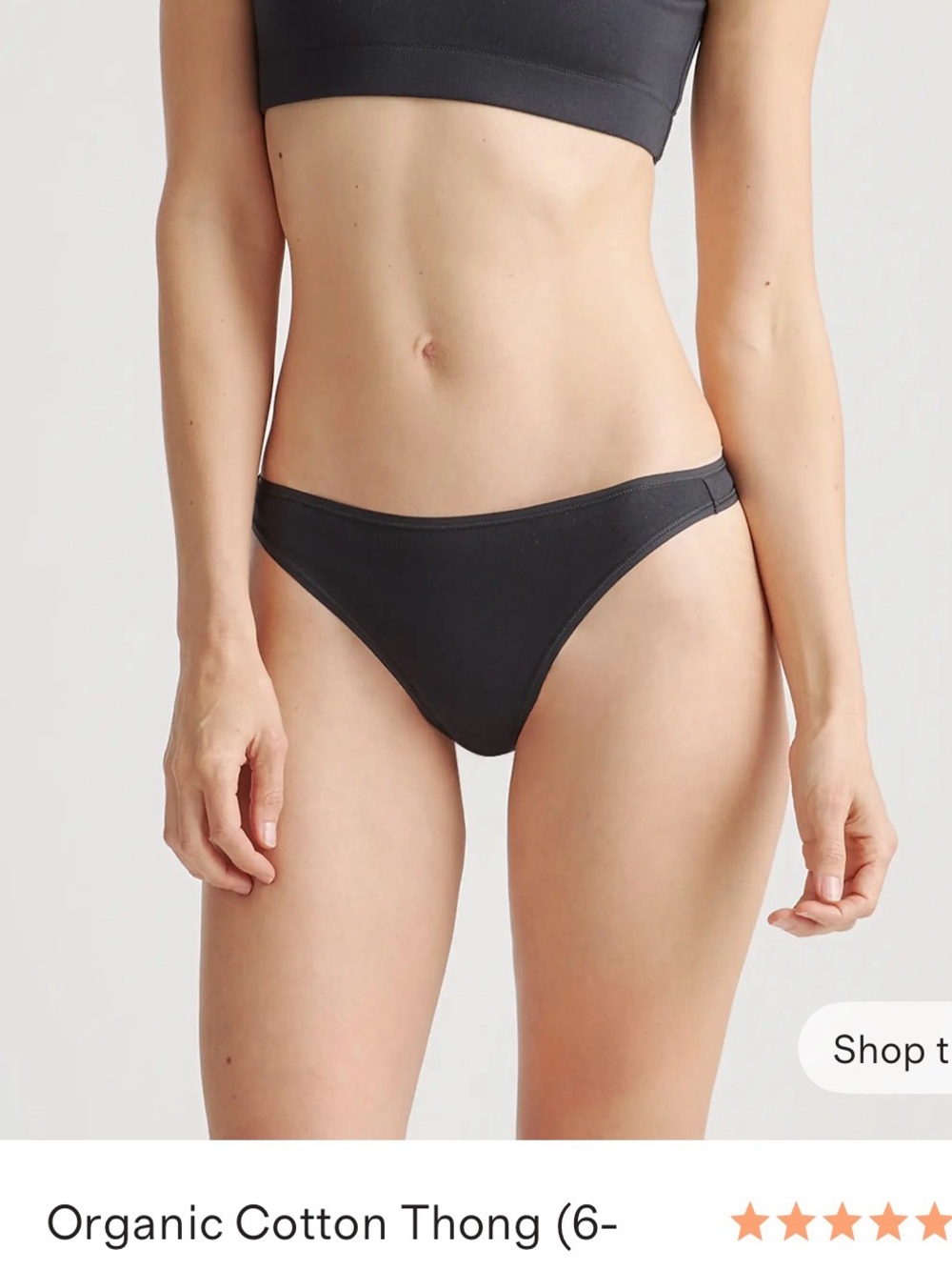 Quince NEW Bundle of 6 Sz Small Organic Cotton Thong Bikini Bottom - Black/Blue